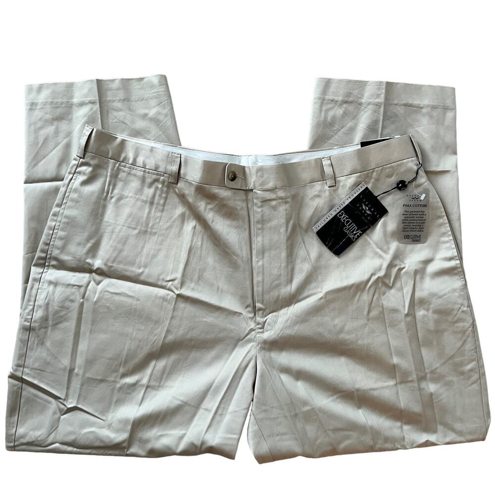 NEW Natural Issue Executive Classic Chino Flat Front Pants 44W 30L